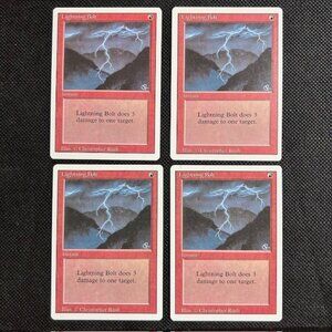 4X 1994 MTG Magic The Gathering Lightning Bolt Revised Edition NM UNPLAYED